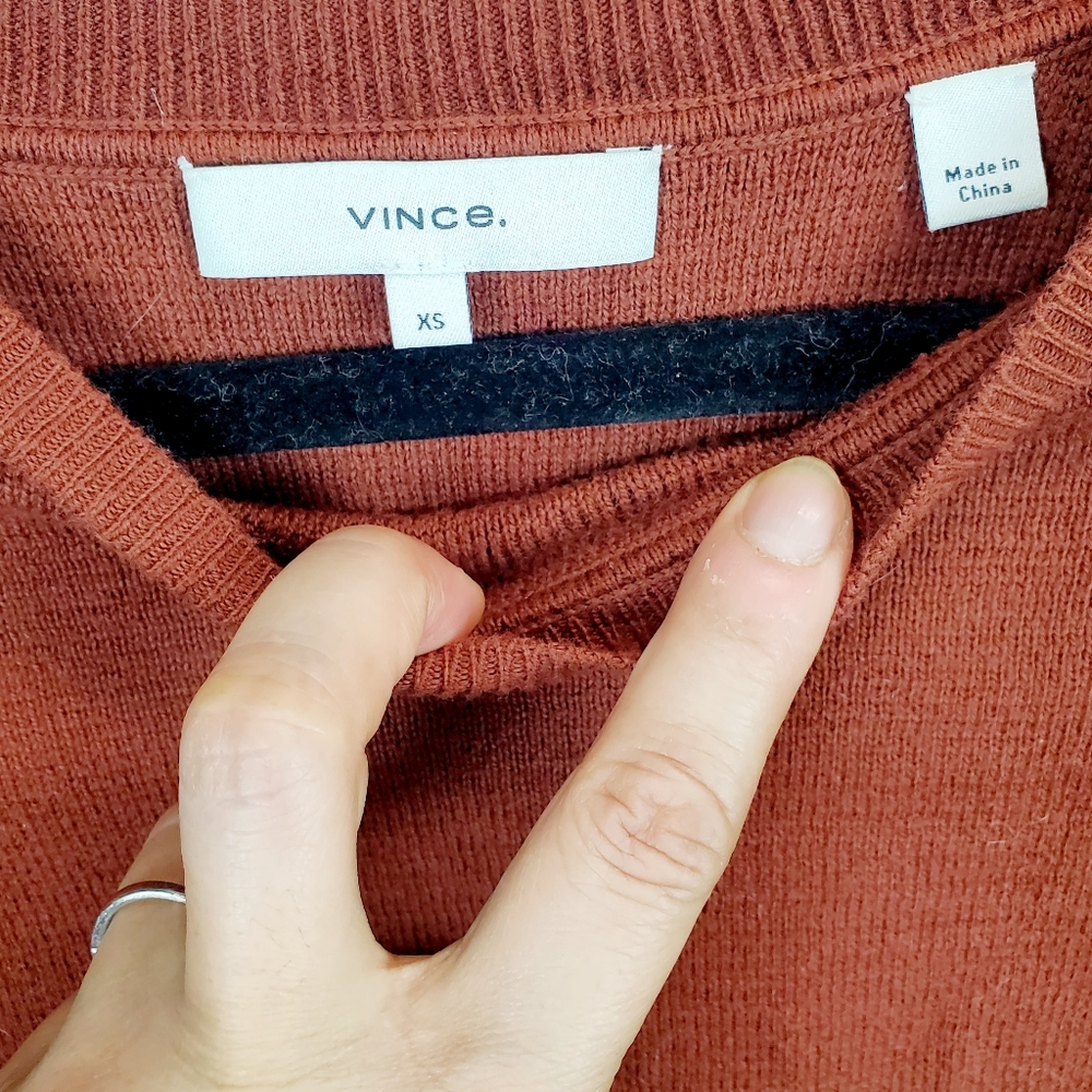 Vince Rust Color Wool Crewneck Sweater Size Xs - image 2